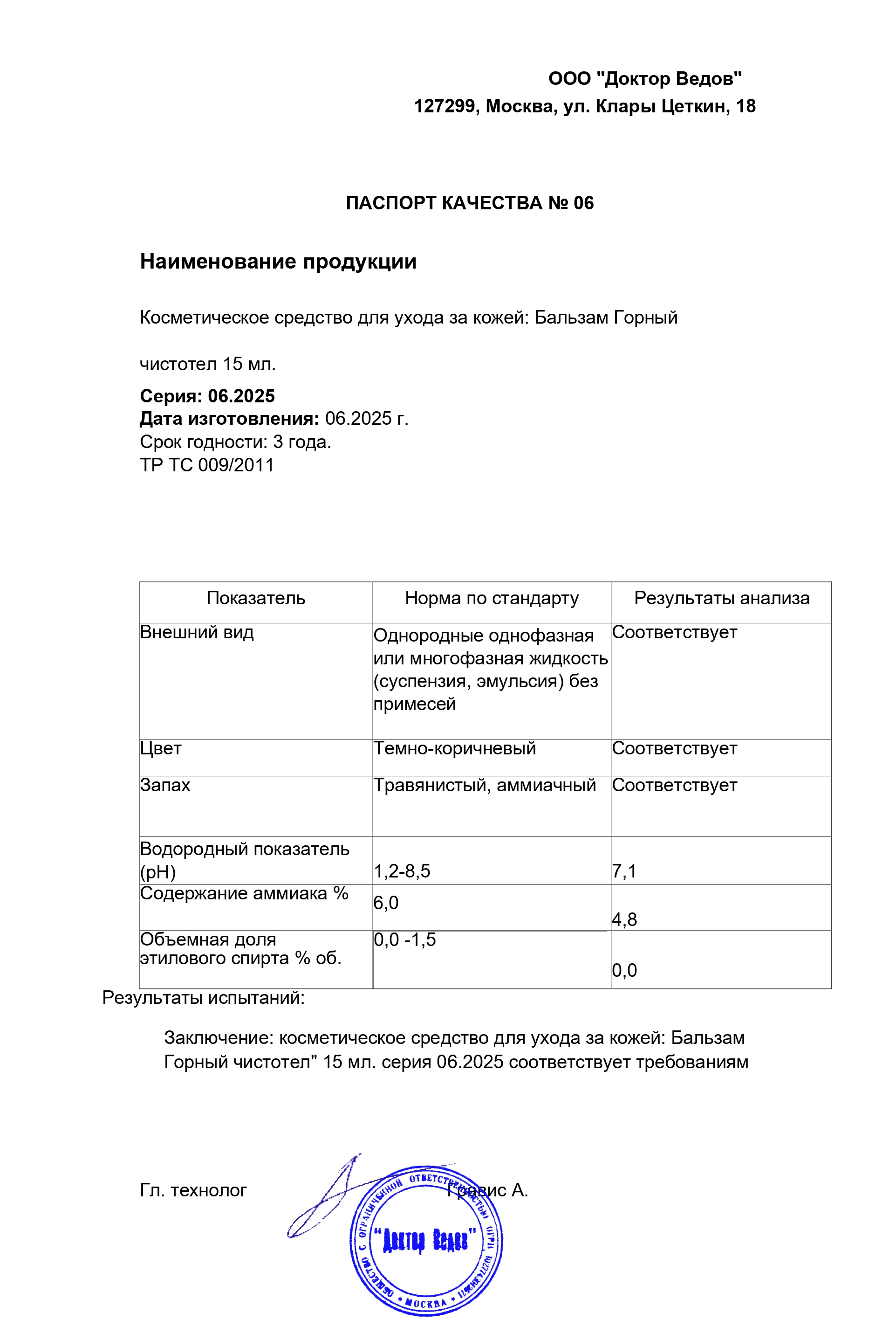 Паспорт №062025